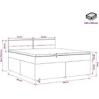 vidaXL Letto a molle con materasso e testiera blu 140 x 190 cm in tessuto