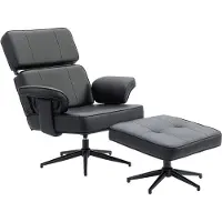 HOMCOM Poltrona relax con poggiapiedi, poggiatesta regolabile, funzione reclinabile, nera