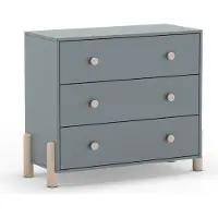 Veriaffari.it Cassettiera Enola in legno massiccio con 3 cassetti verde cachi e gambe in pino naturale 90x40x80H