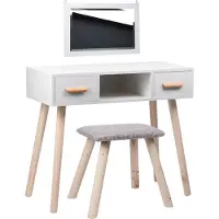 Beauty System Toilette bianca ALVA specchio 2 cassetti + sgabello