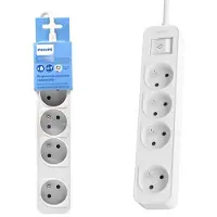 Philips Extension cable 1.5m 4 AC sockets white
