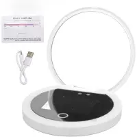 Markenlos Specchio cosmetico con luce UV - Specchio ingranditore - Portatile - Test di protezione solare - Ricaricabile - Specchio da trucco - Compatibile con fotocamera UV - Nero
