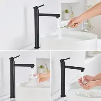 Merkloos Miscelatore per lavabo, modello alto, 237 mm, finitura nera opaca, girevole a 360°, per bagno