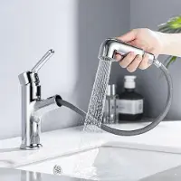 Merkloos Miscelatore per lavabo, con doccetta estraibile, 2 getti, cromato, per bagno