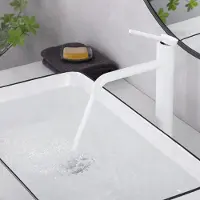 Merkloos Miscelatore per lavabo, colore bianco, modello alto, in acciaio inossidabile, con cartuccia in Vetroceramica, per bagno