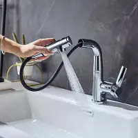 Merkloos Miscelatore per bagno, cromato, estraibile, con 3 getti, monocomando, per lavabo