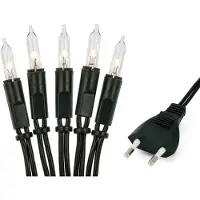 Hellum Catena luminosa , modello 50, luce calda bianca, ideale per l'albero di Natale, cavo verde. Cavo verde, lampadine trasparenti. Contiene 50 luci e illumina una lunghezza di 7,35 metri