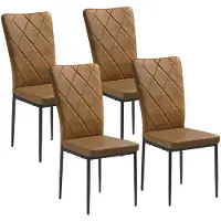 StarTech.com Set di 4 sedie da pranzo - Sedie per la sala da pranzo - Schienale alto - Imbottite - Gambe in metallo - Aspetto in pelle - Colore marrone pelle