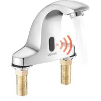 Vevor Rubinetto senza contatto per lavabo VEVOR (argento cromato) per bagno, rubinetto automatico per lavabo (solo acqua fredda), rubinetto con sensore per lavabo, rubinetto a batteria per uso commerciale