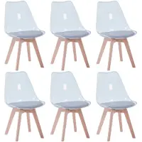 StarTech.com Set da 6 sedie da pranzo - Sedia da pranzo - Seduta imbottita in ecopelle (PU), struttura in plastica, design moderno, senza braccioli, 82×55×48 cm - Grigio scuro