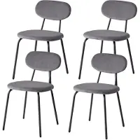 StarTech.com Set di 4 sedie da pranzo, rivestite in velluto olandese, con gambe in metallo, seduta imbottita, senza braccioli, design moderno, colore grigio chiaro