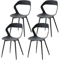 StarTech.com Sedie da pranzo in stile scandinavo - Set da 4 - Design moderno - Plastica - Senza braccioli - Da montare - Nero
