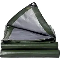 Sonstiges Telo di copertura in tessuto, dimensioni 2x6 metri, 180 g/m², colore verde/argento, impermeabile, con occhielli