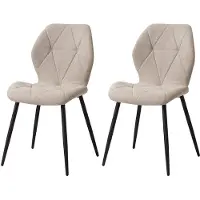 StarTech.com Set da 2 sedie da pranzo - Sedia da pranzo/da cucina - Rivestimento in tessuto di lino imbottito - Gambe in metallo - Design moderno - Senza braccioli - Facile da montare - Beige
