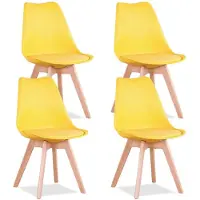 StarTech.com Design scandinavo - Set di 4 sedie da pranzo - Seduta imbottita - Rivestimento in ecopelle di poliuretano - Dimensioni 82x55x48 cm - Senza braccioli - Assemblaggio richiesto - Colore: giallo