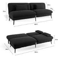 StarTech.com Divano letto pieghevole - Divano angolare 2 posti 2 in 1 - Struttura in metallo - Rivestimento in tessuto - 186×47×73 cm - Nero