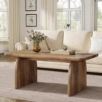 Tribesigns Tavolino rettangolare, effetto legno marrone, 120 cm, in MDF, stile rustico