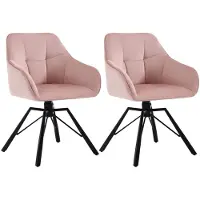 StarTech.com Sedie da pranzo, set da 2 - Sedie girevoli - Imbottite - Con braccioli - Struttura in metallo - 58,5 x 54,5 x 82,5 cm - Velluto rosa
