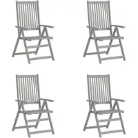 Markenlos 4 sedie da giardino regolabili in legno di acacia massello, colore grigio – Sedie alte con schienale e braccioli, ideali per balcone, giardino e bistrot | Sit Möbel