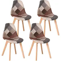 StarTech.com Set di 4 sedie da pranzo - Sedia da pranzo - Stile nordico moderno - Rivestimento in tessuto - Gambe in legno - Senza braccioli - Non imbottite - Marrone