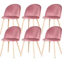 StarTech.com Set di 6 sedie da pranzo in velluto - Sedie da pranzo moderne - Gambe in metallo - Assemblaggio richiesto - Rosa