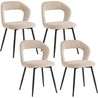 StarTech.com Set di 4 sedie da pranzo - Sedie da pranzo moderne - Imbottite - Tessuto di lino - Gambe in metallo - Da montare - Colore kaki