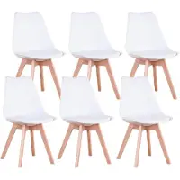 StarTech.com Set di 6 sedie da pranzo - Sedia da pranzo - Seduta imbottita - Struttura in plastica - Non girevole - Da montare autonomamente - Bianco