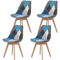StarTech.com Set di 4 sedie da pranzo - Sedie da pranzo moderne - Imbottite - Seduta in plastica - Gambe in legno - Design minimalista - Colore blu