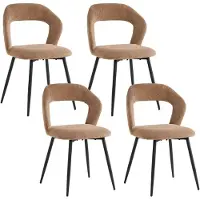 StarTech.com Set di 4 sedie da pranzo - Sedie imbottite per la cucina - Design ergonomico dello schienale - Tessuto di lino - Gambe in metallo - Stile moderno e minimalista - Colore marrone