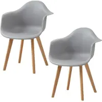 StarTech.com Set di 2 sedie da pranzo - Sedie in plastica di design moderno - Struttura in metallo - Non imbottite - Senza braccioli - Da montare - Grigie