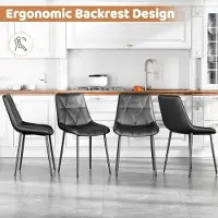 StarTech.com Sedie da pranzo - Set da 4 - Schienali decorati con bottoni - Ecopelle - Gambe in metallo - Imbottite - Grigie
