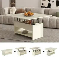 Sonstiges Tavolino da soggiorno, altezza regolabile, estendibile, bianco, MDF, dimensioni 100x50x43,5-100x99,5x56,5 cm