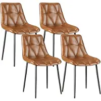 StarTech.com Set di 4 sedie da pranzo - Schienale con dettagli a bottoni - Imbottite - Rivestite in ecopelle - Gambe in metallo - Capacità di carico: 200 kg - Colore: marrone