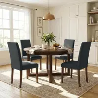 StarTech.com Sedie da pranzo - Set da 4 - Rivestimento in tessuto - Sedili imbottiti - Gambe in legno massello - Elementi decorativi in metallo - Grigio