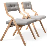 StarTech.com Sedie pieghevoli per la sala da pranzo con gambe in legno - Set da 2 - Seduta imbottita - Legno massello - Rivestimento in tessuto - 48 x 61 x 77 cm - Grigio