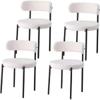 StarTech.com Sedie da pranzo - Set di 4 sedie imbottite per la sala da pranzo - Seduta rotonda - Gambe in metallo - Design mid-century - Bianco