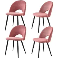 StarTech.com Set di 4 sedie da pranzo - Sedia da pranzo in stile nordico - Imbottitura confortevole - Design traforato - Gambe in metallo - Stile minimalista e moderno - Rosa
