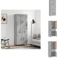vidaXL Credenza grigio cemento 69,5x34x180 cm materiale a base di legno