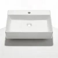 StarTech.com Lavabo in Vetroceramica rettangolare - Modello FH1197 - Lavabo da appoggio - 610 x 450 x 130 mm - Bianco - Con foro di troppo pieno