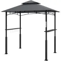 Outsunny Gazebo per barbecue con illuminazione a LED, dimensioni 243 x 148 x 248 cm, impermeabile e resistente al fuoco