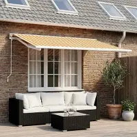 Prolenta Maison Exclusive - Tessuto di ricambio per tende da sole, giallo e bianco, 350 x 250 cm, in poliestere