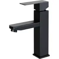 Merkloos Miscelatore monocomando nero opaco, in acciaio inossidabile SUS304, per acqua calda e fredda, ideale per il bagno