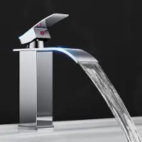 Merkloos Rubinetto per lavabo a cascata, in cromo, ottone e acciaio inossidabile, con tubo flessibile da 60 cm, per bagno