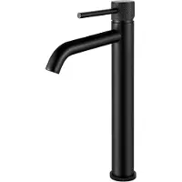 Merkloos Miscelatore monocomando alto, nero, con bocchetta, per bagno