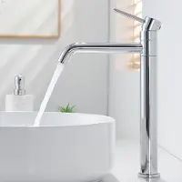 Merkloos Miscelatore per lavabo a 360°, monocomando, per lavabi da appoggio, cromato, modello alto