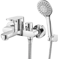 Merkloos Miscelatore per vasca da bagno con doccetta, 3 funzioni, 150 mm, cromato, in ottone, per bagno