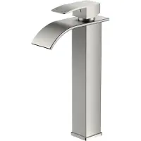 Merkloos Miscelatore per lavabo, 220 mm, finitura in nichel spazzolato, erogatore a cascata, riduttore di flusso, per bagno