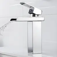 Merkloos Miscelatore per lavabo a cascata, cromato, in ottone, altezza 150 mm, attacco G3/8, per bagno
