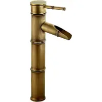 Merkloos Miscelatore per lavabo a cascata, finitura bambù retrò, foro singolo, ottone spazzolato, per bagno