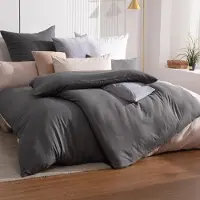 Merkloos Set di biancheria da letto antracite, 135 x 200 cm, composto da 4 pezzi: 2 lenzuola con copripiumino e 2 federe 40 x 80 cm, in microfibra